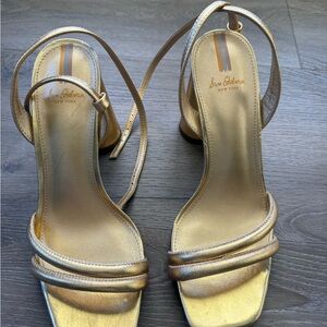 Sam Edelman Metallic Gold Strappy Slingback Heels